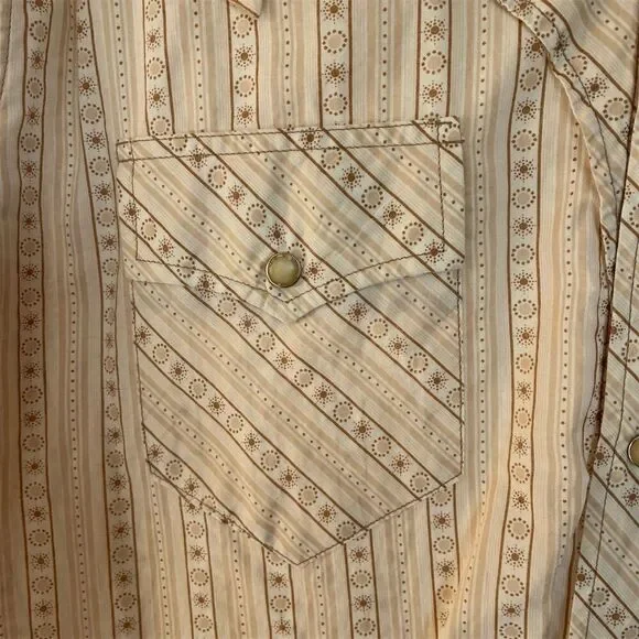 Cinch Men's XL Beige Striped Western Pearl Snap Shirt Long Sleeve - Picture 3 of 8